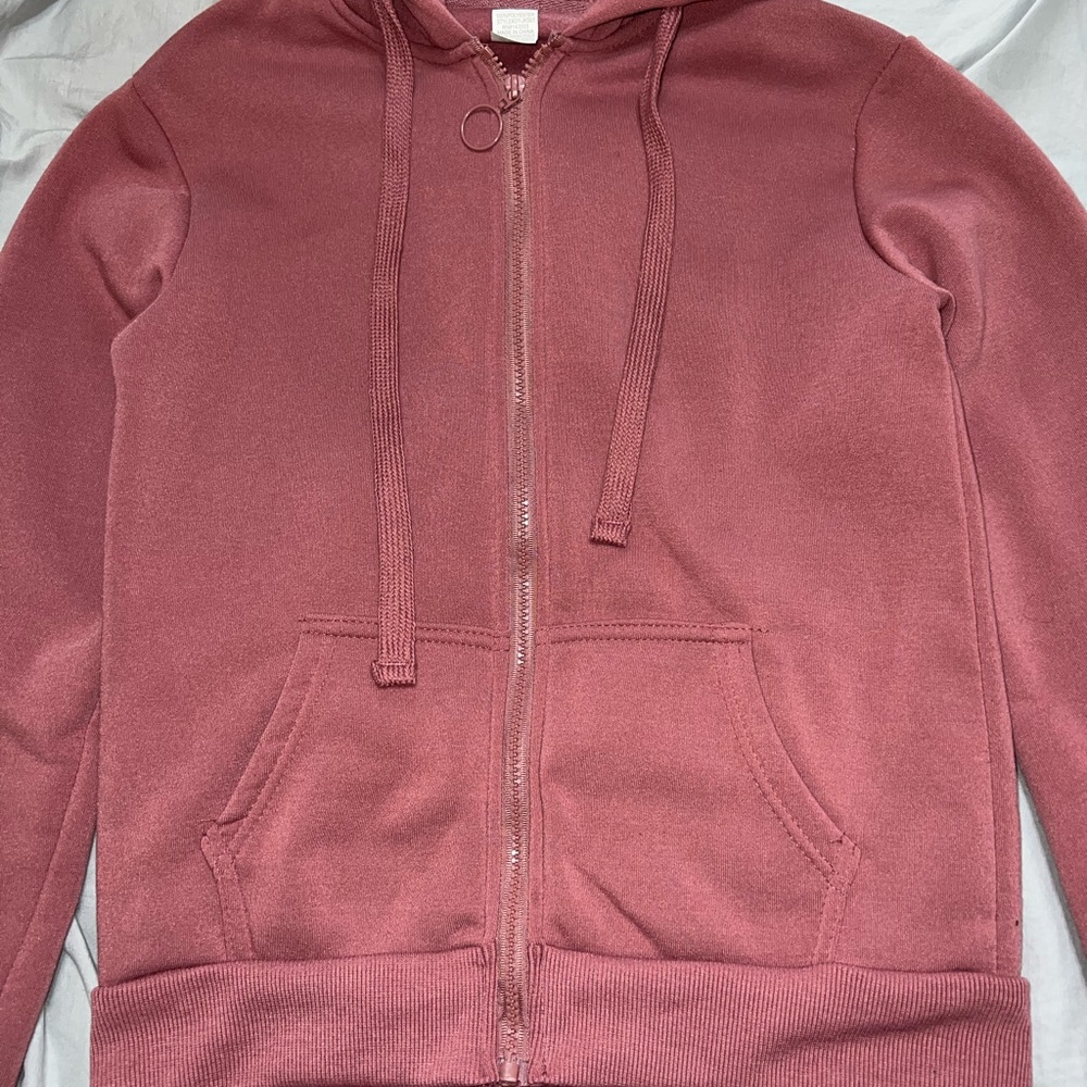 Zip up hoodie, mouve pink, warm inside, set